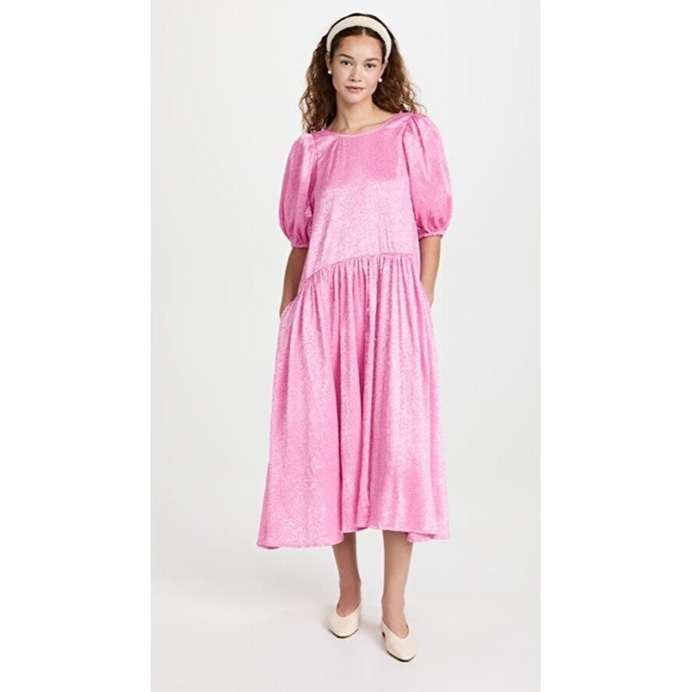 NWT Stine Goya Amelia dress size oversized large pink sequins puff sleeve